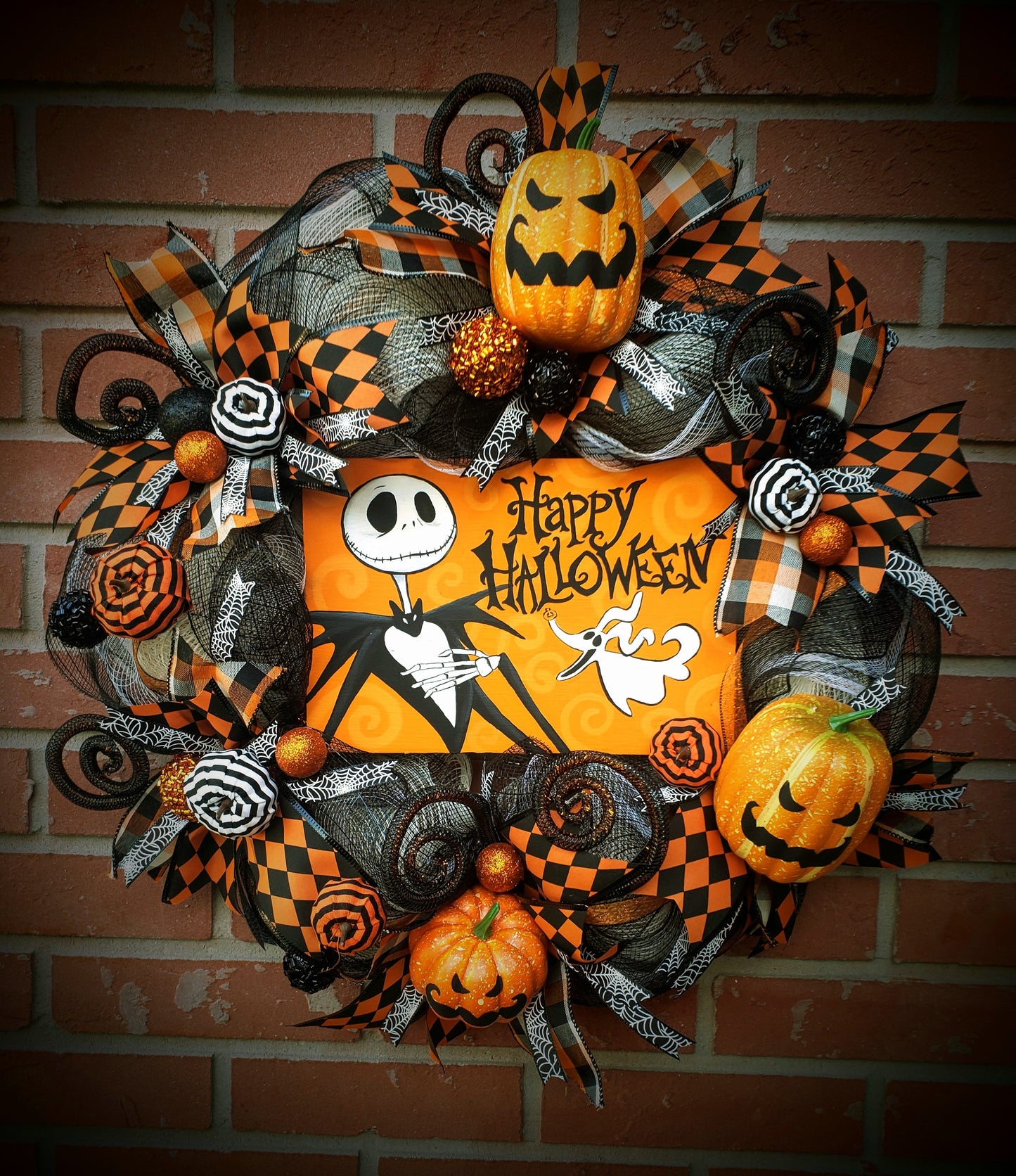 Jack Skellington and Zero Nightmare before Christmas Halloween Decoration Wreath 