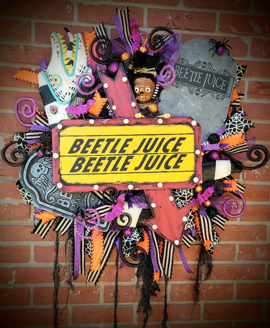 Beetlejuice Halloween wreath