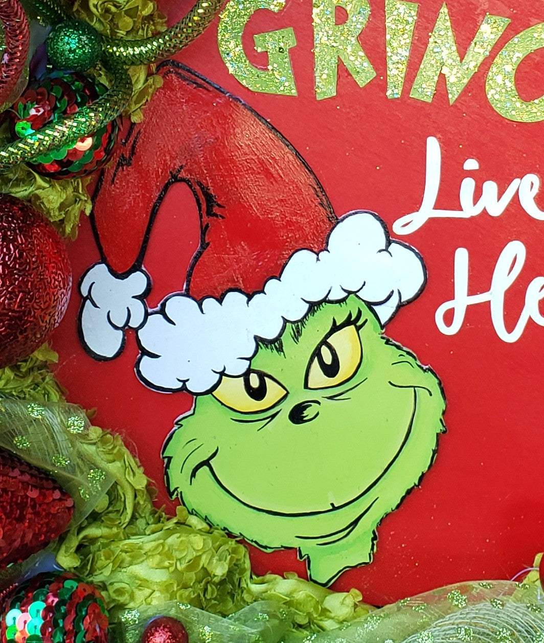 The Grinch Lives Here Holiday wreath