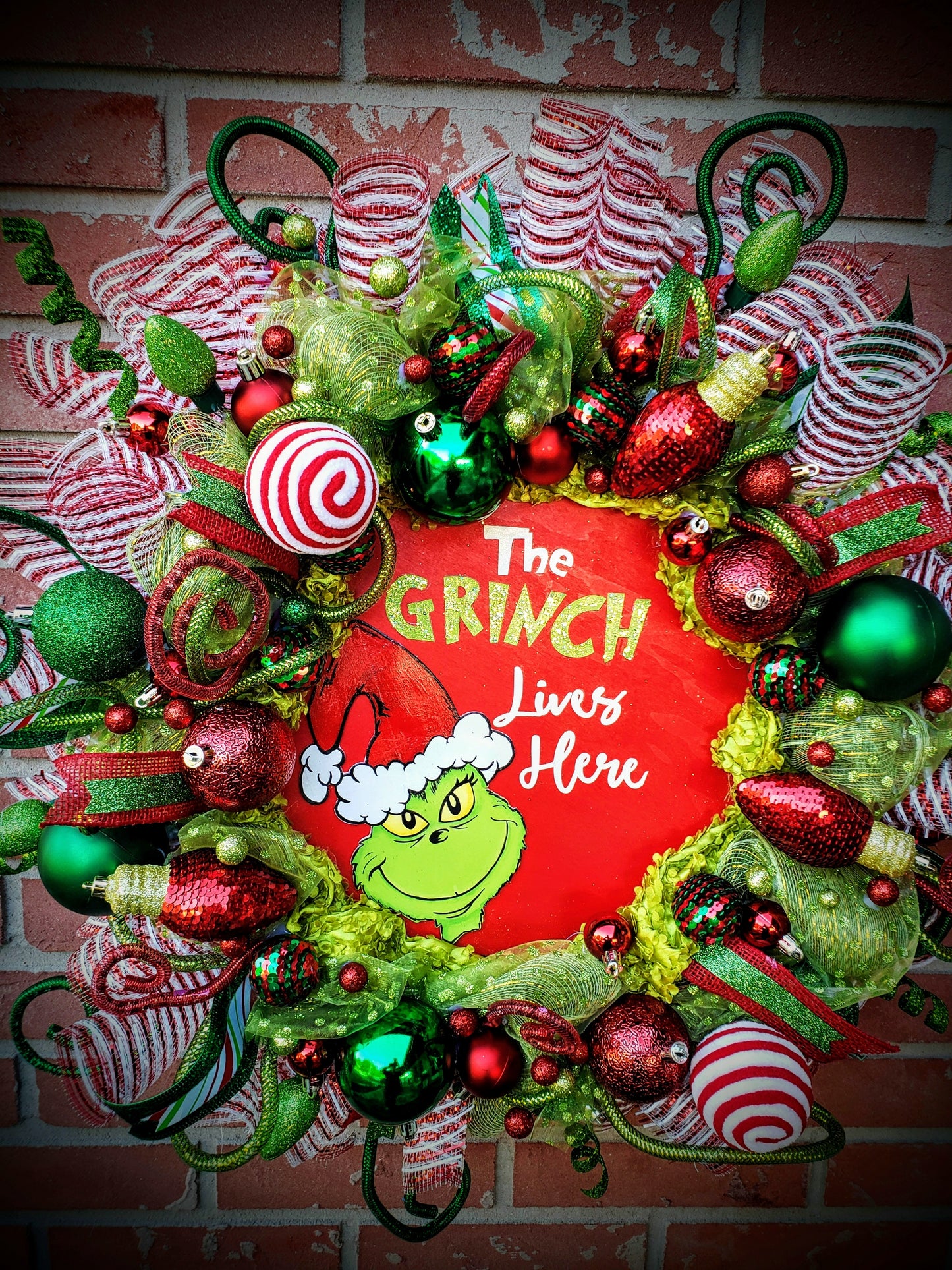 The Grinch Lives Here Holiday wreath