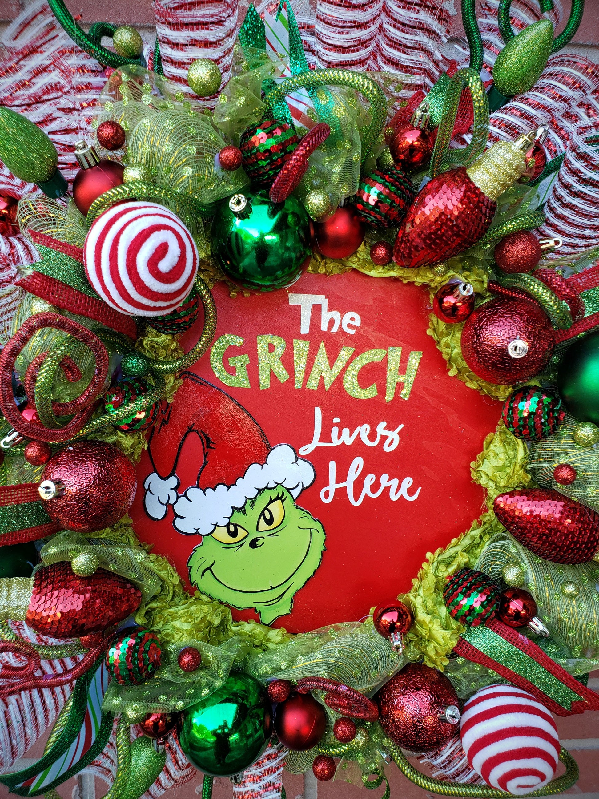 The Grinch Lives Here Holiday wreath