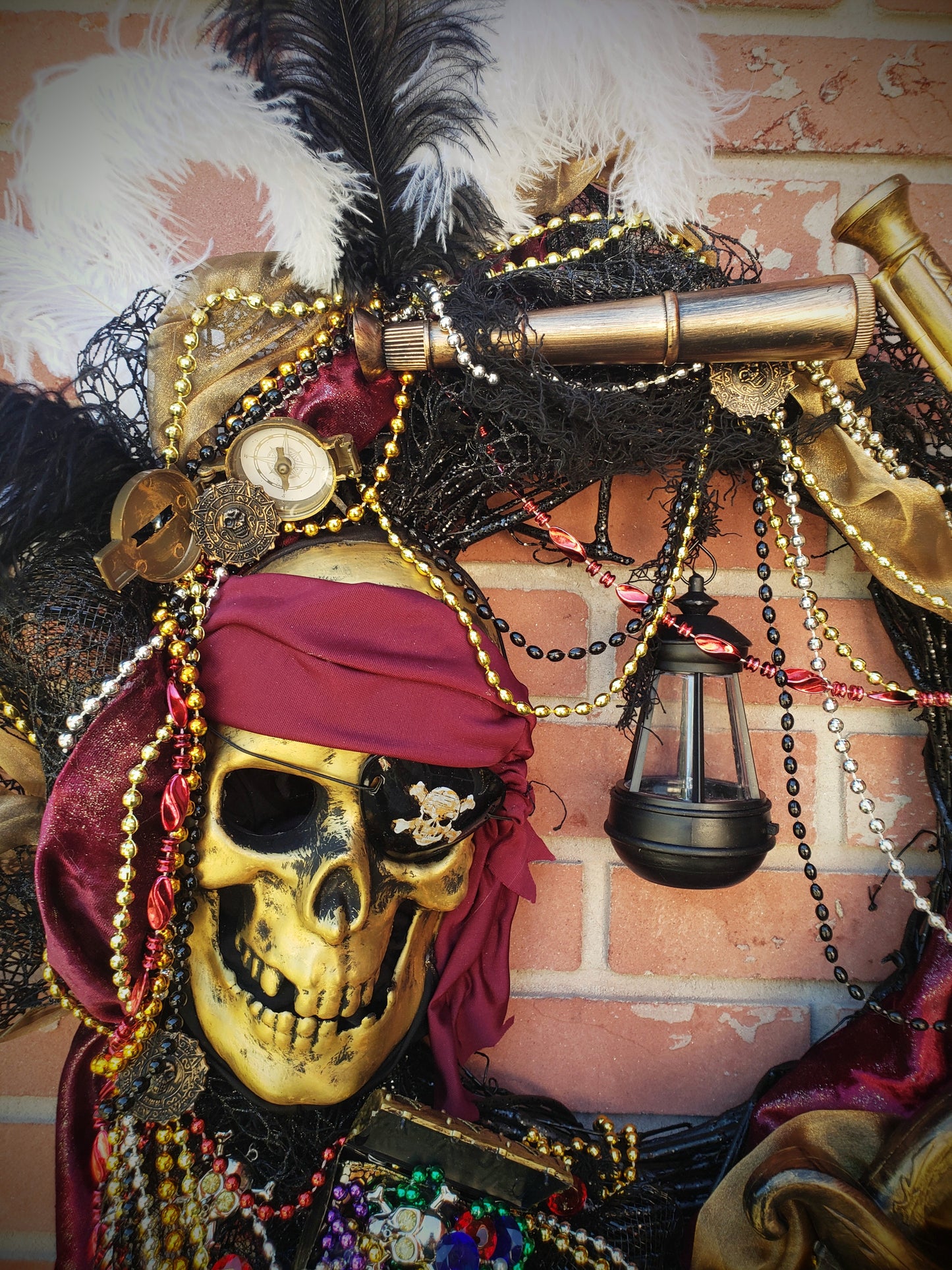 Gold, maroon and Black Pirate Gasparilla Wreath 