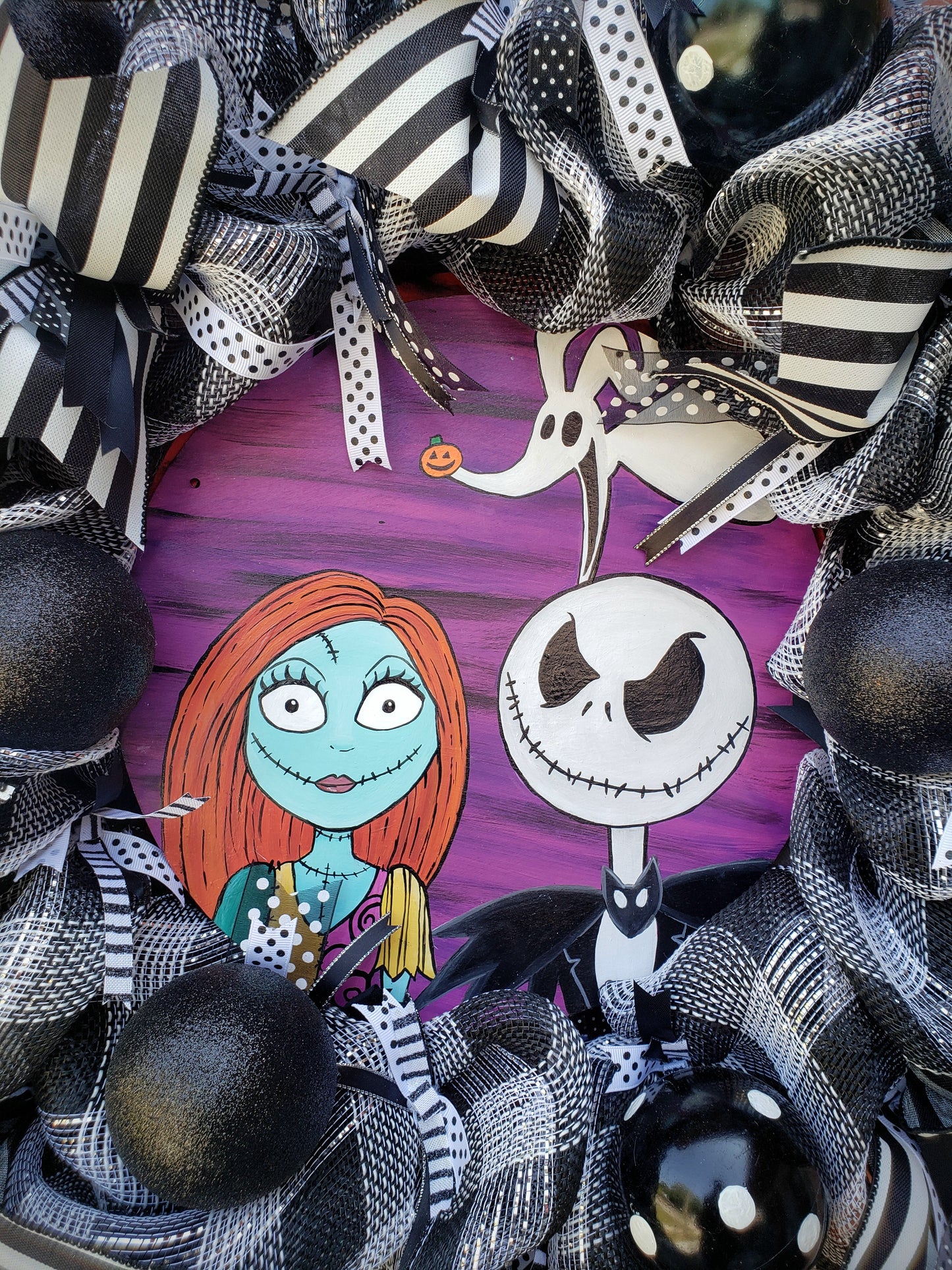 Jack and Sally Skellington wreath, year round