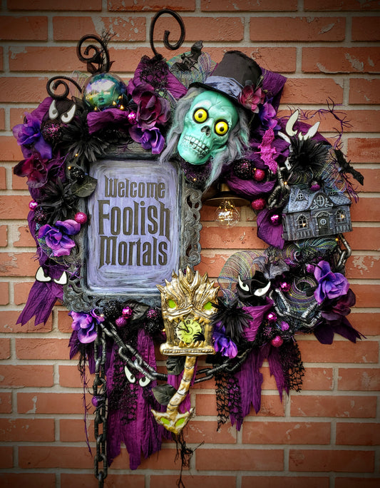 Haunted Mansion Welcome Foolish Mortals Wreath