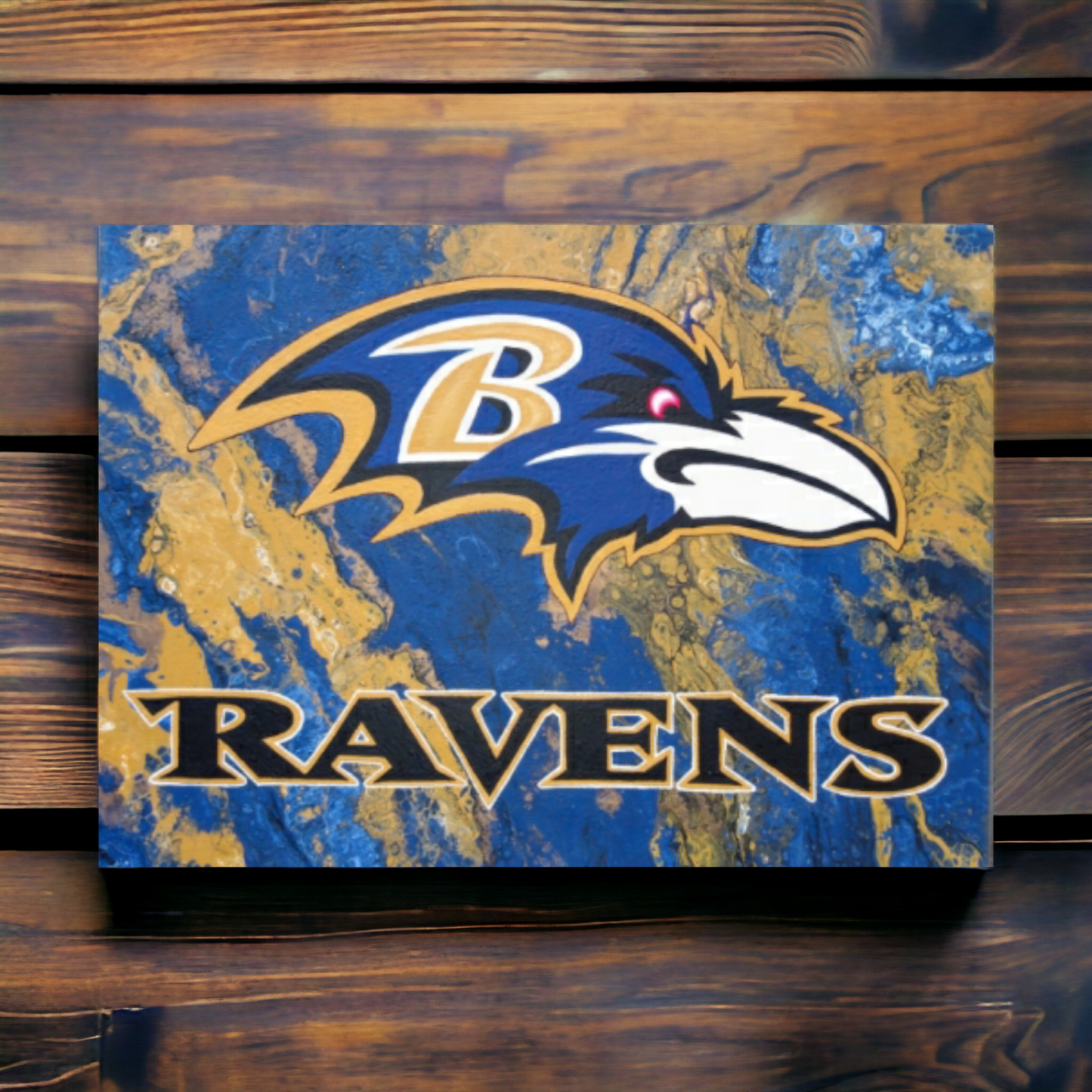 Hand painted Baltimore Ravens wall hanging 