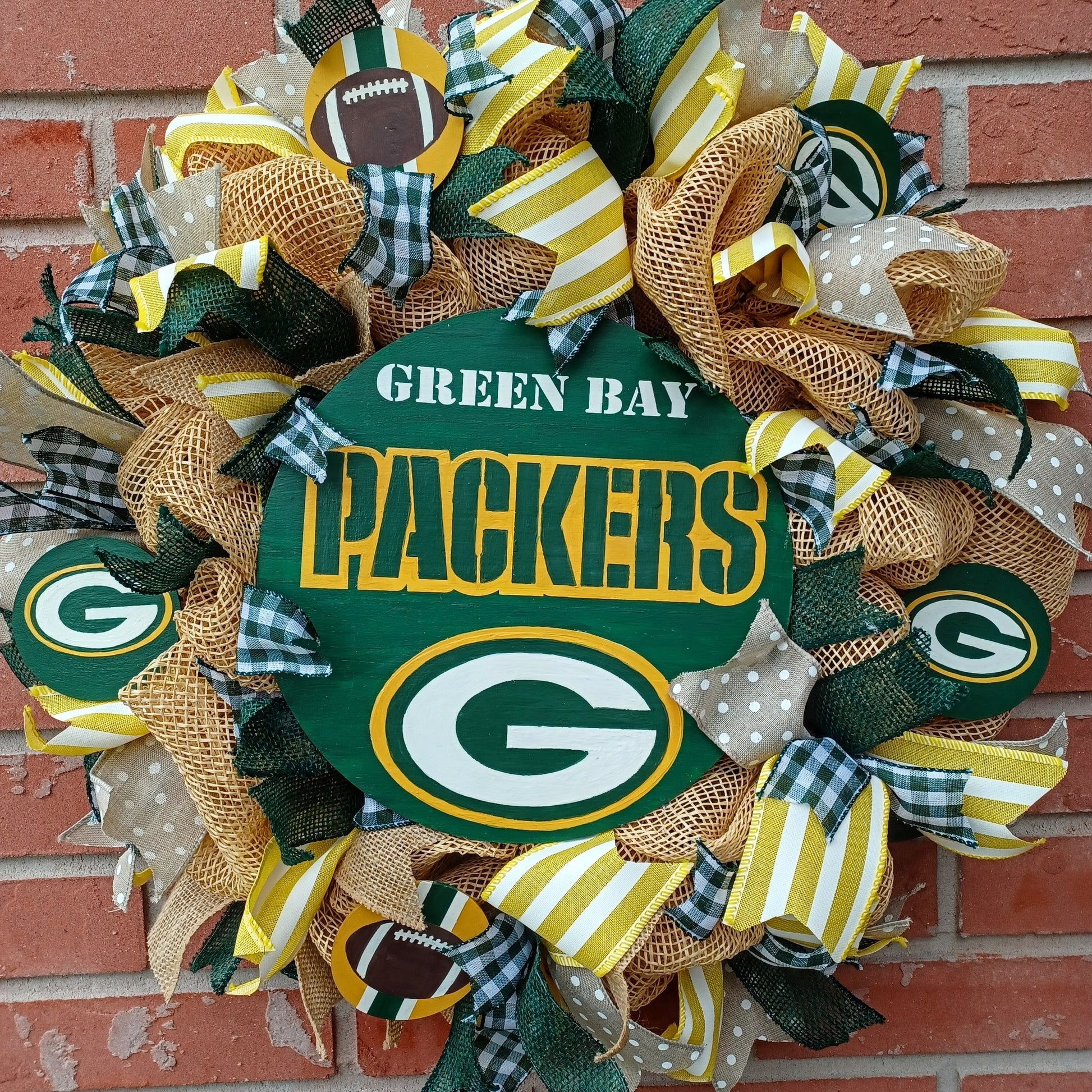 Traditional Green Bay football wreath