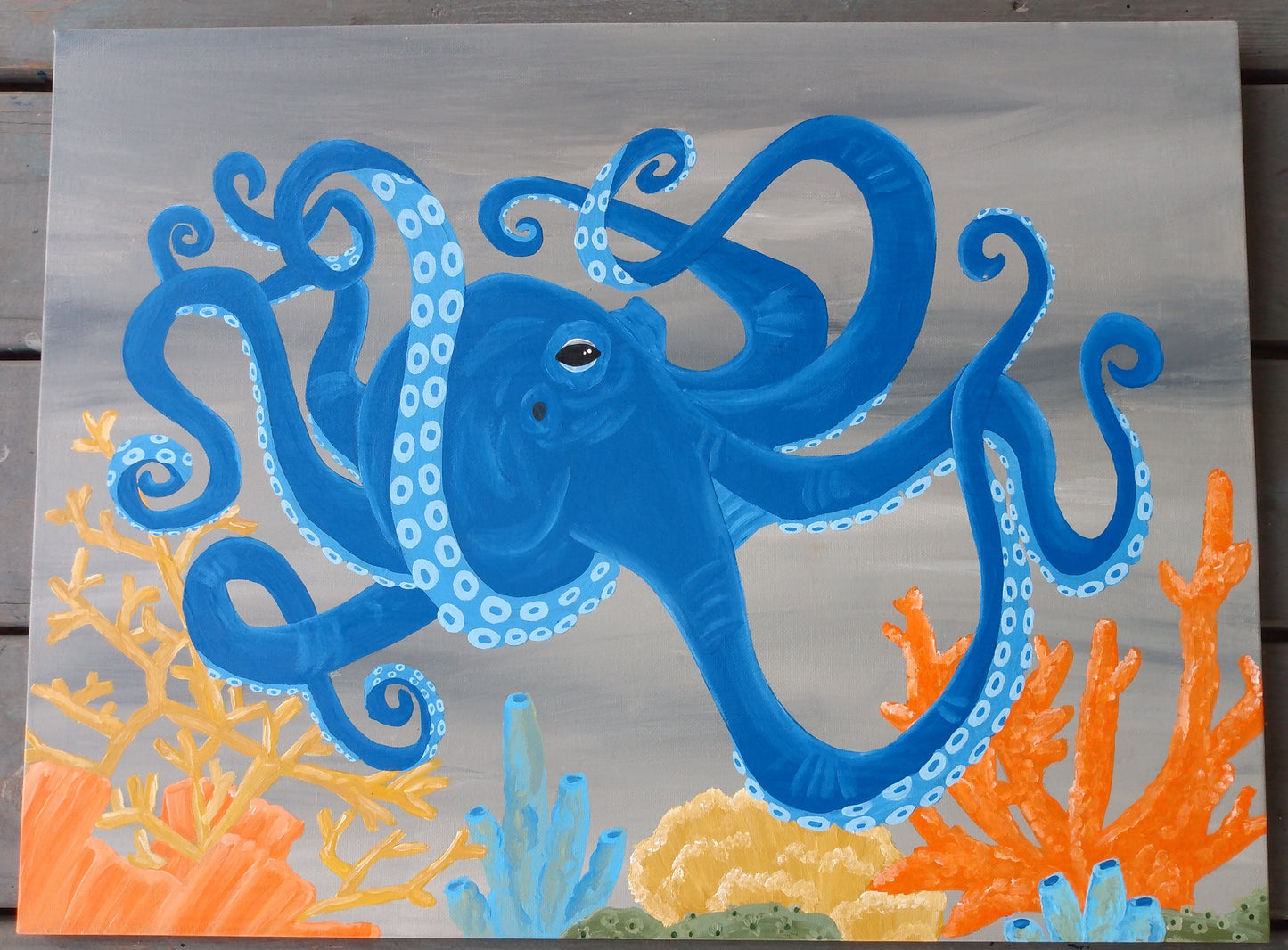 Octopus painting on wood boards 3 feet wide your choice of colors