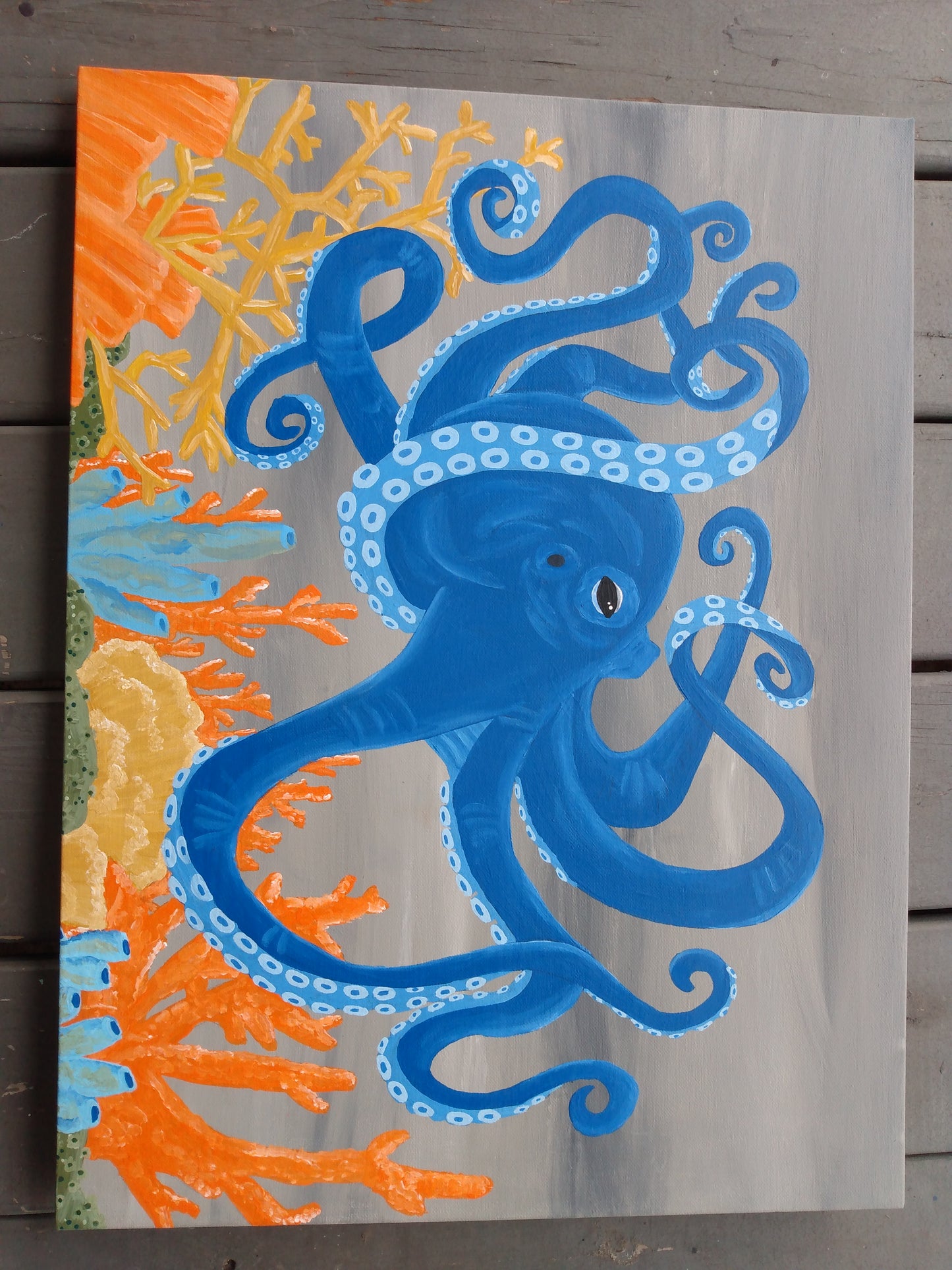 Octopus painting on wood boards 3 feet wide your choice of colors