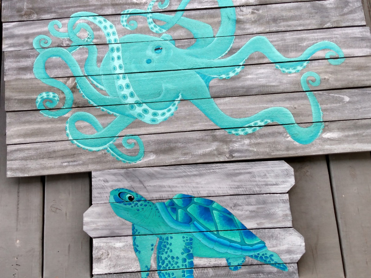 Octopus painting on wood boards 3 feet wide your choice of colors