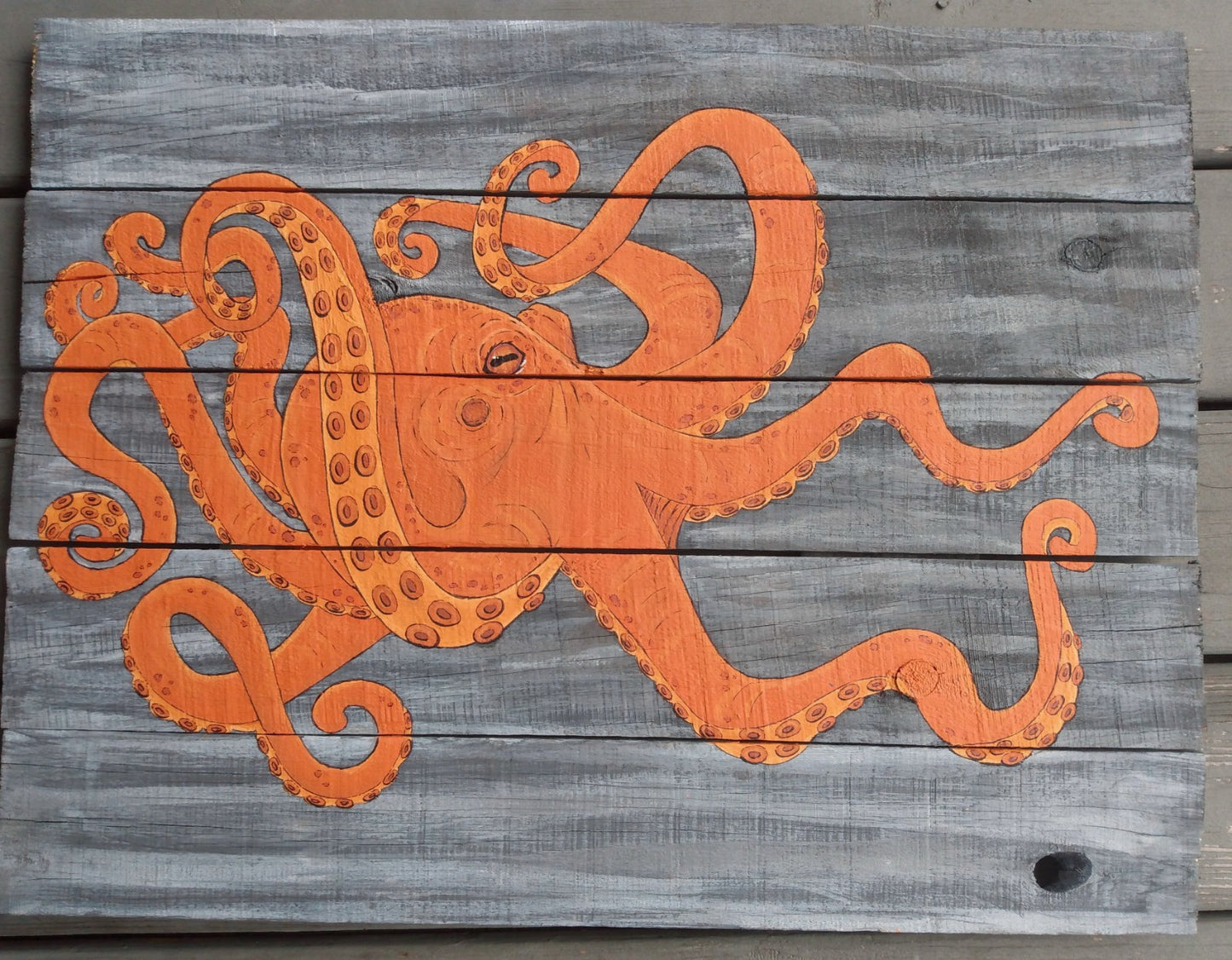 Octopus painting on wood boards 3 feet wide your choice of colors