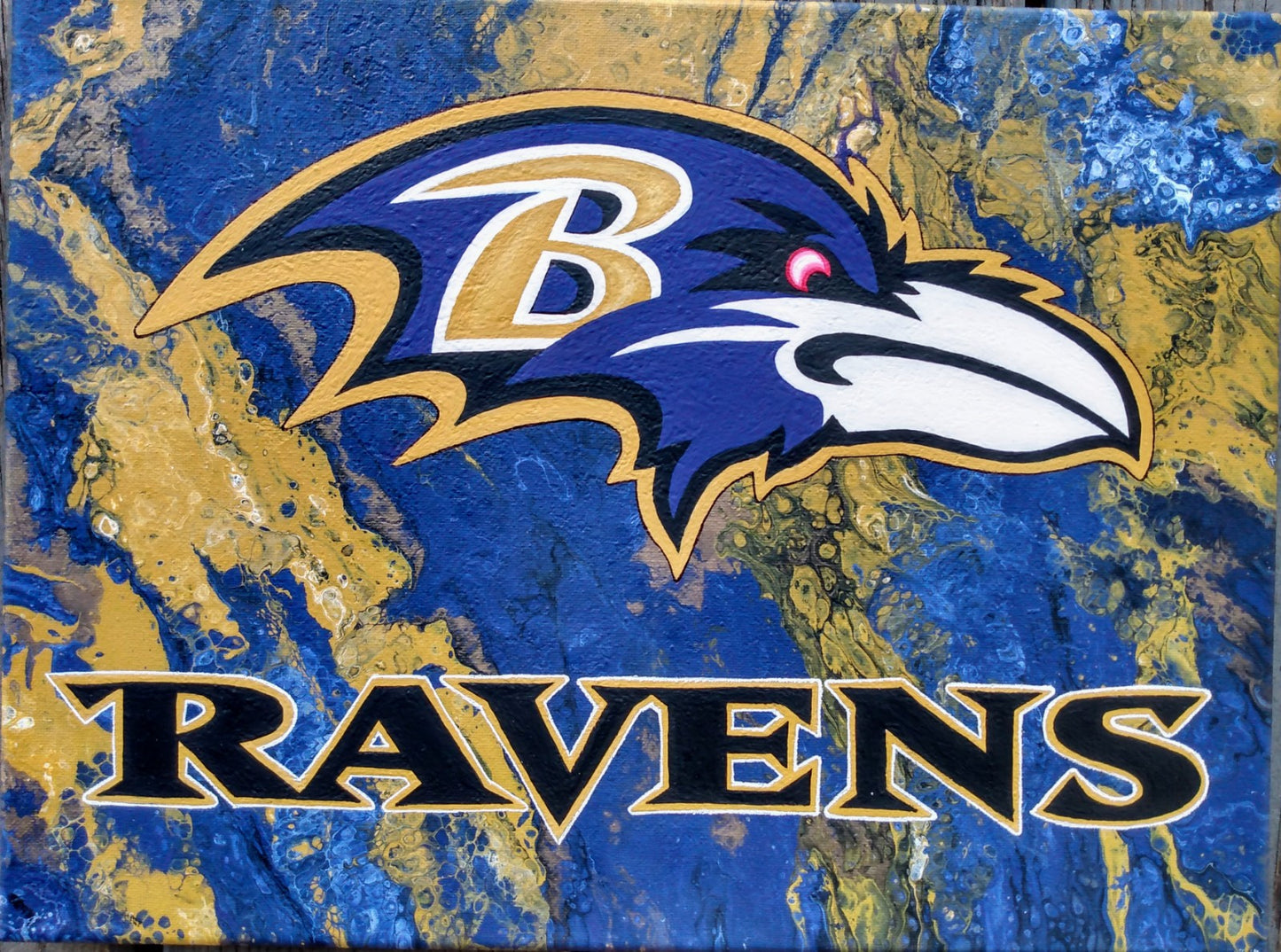 Hand painted Ravens wall hanging