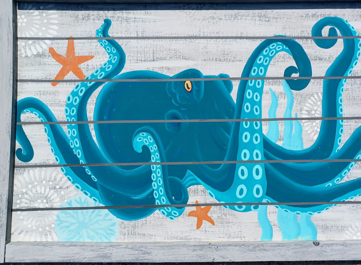 Octopus painting on wood boards 3 feet wide your choice of colors