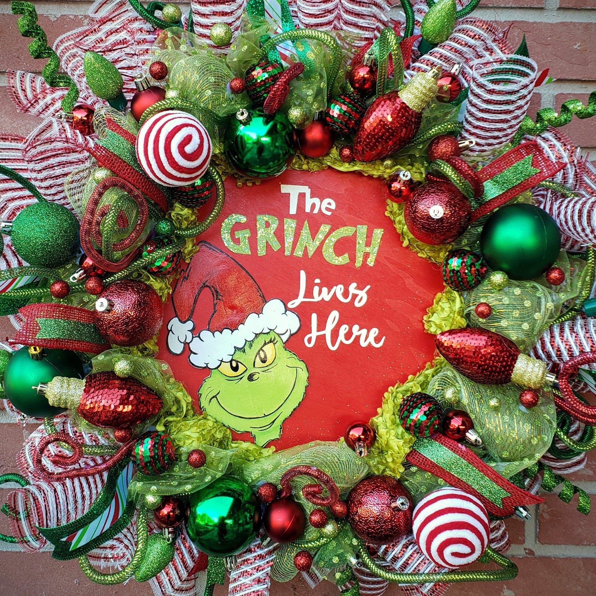 The Grinch Lives Here Holiday wreath