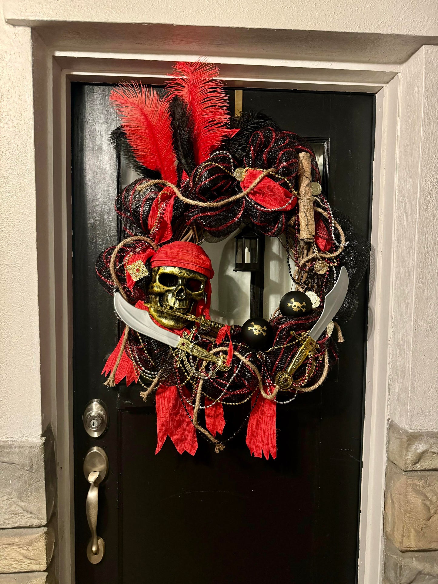 Red black and gold Pirate Gasparilla wreath 