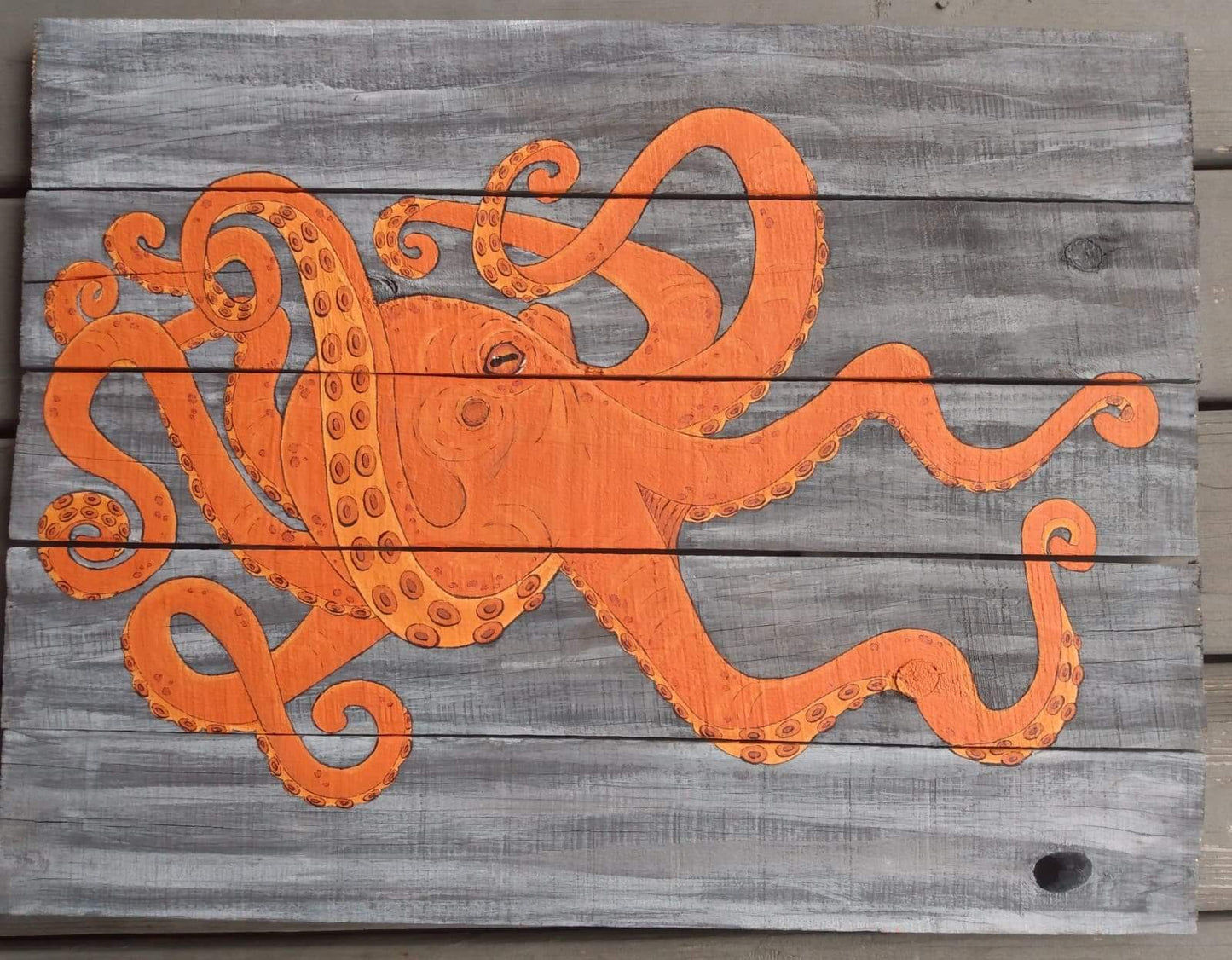 Sea Turtles with coral on reclaimed wood boards